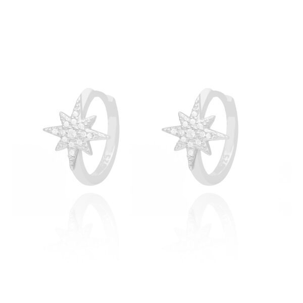 Brinco Argolinha com Estrela com Mini Zircônias Prata 925